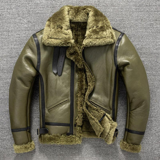 genuine shearling coat mens green