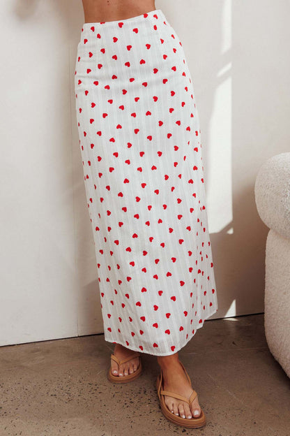 Maxi skirt set with red heart print top
