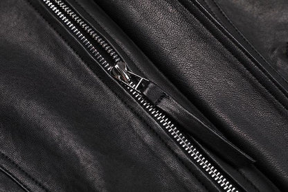 Black Women Leather Jacket Moto Style