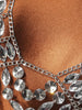Silver Rhinestone Bra Chain Top with Layered Drapes