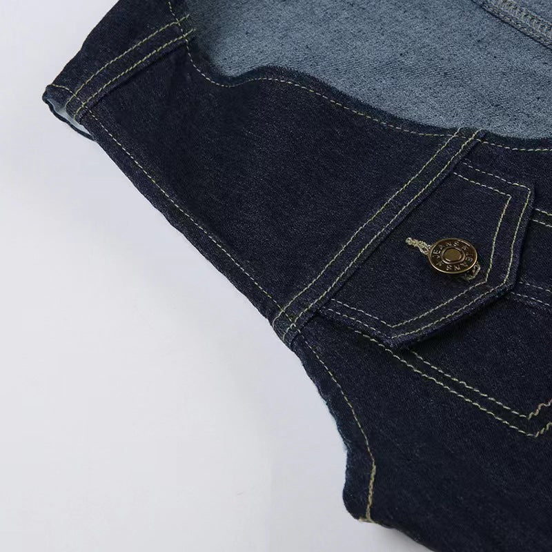 V Neck Denim Vest For Ladies