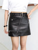 Faux Leather Buckle Belted Mini Skirt