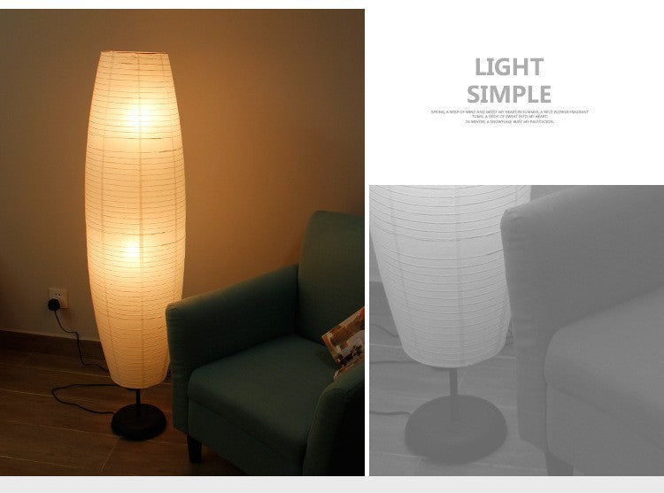 Nordic rice paper column floor lamp 2 light