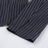Women Navy Blue Pinstripe Blazer Skirt Set Two-Piece Outfit