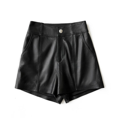 Women’s Leather High Waist Shorts Wide Leg