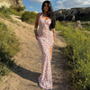 Ruched Side Slit Midi Maxi Dress Boho Summer Floral with Slit
