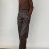 Women’s Genuine Leather Pants High Waist Wide-Leg Trousers