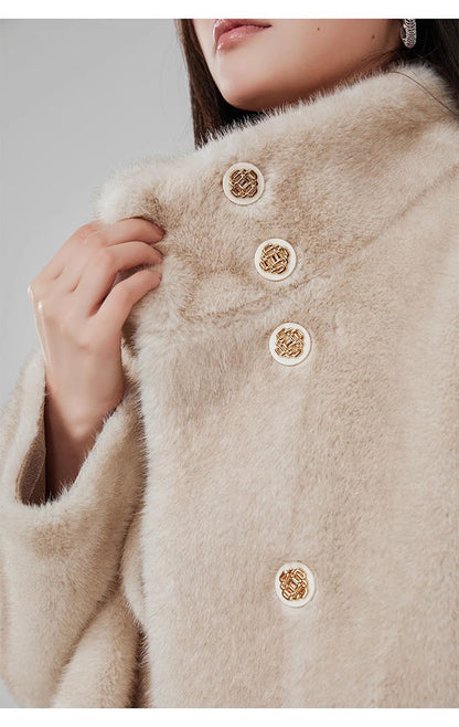 Short Mink Fur Coat Women Double Breasted Winter Jacket