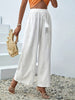 White Cotton Wide Leg Beach Pants for Women
