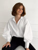 White puff sleeve cotton blouse for women