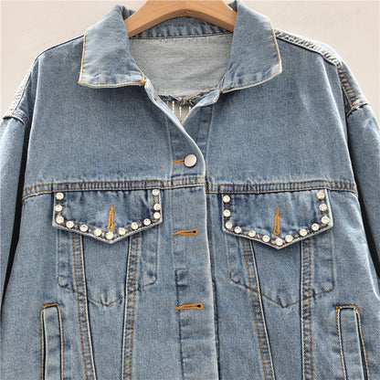 Bride Heart Cutout Denim Jacket with Rhinestone Fringe