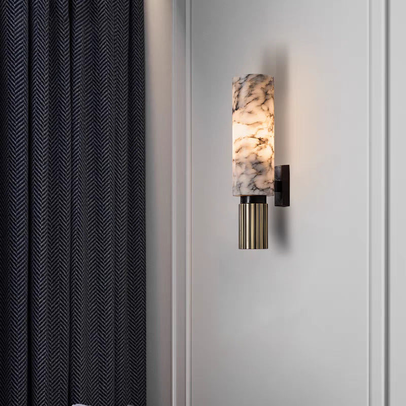 Modern All-Copper Marble Wall Lamp Cylinder Wall Sconce