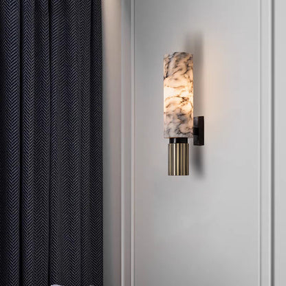 Modern All-Copper Marble Wall Lamp Cylinder Wall Sconce
