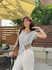round neck t shirts for women with waist knot