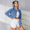Women Drop shoulder cropped jean denim jacket
