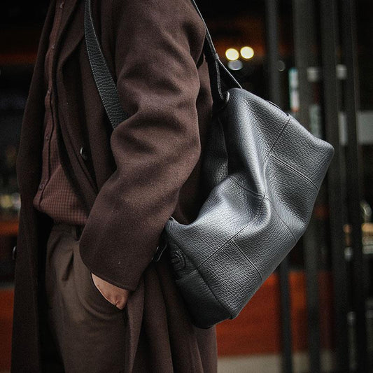 Black Genuine Leather Duffle Bag Travel, Gym & Overnight Bag