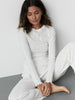 White pointelle knit lounge set 2 S