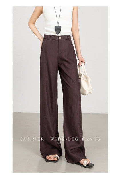 Women wide leg trousers in tencel linen fabric