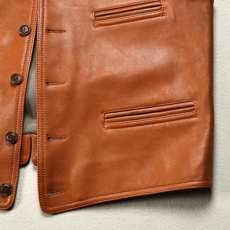 Men Leather Vest Motorcycle Biker