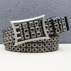 Punk studded wide leather belt with rivets