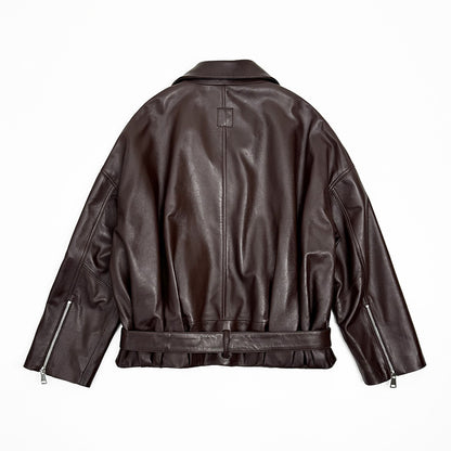 Women Oversized Leather Motorcycle Jacket