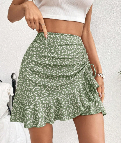 Ruched Ruffle Mini Skirt Summers