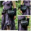 Waist Bag for Women in Black PU with Gothic Bat Detail