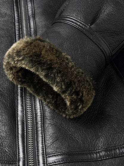 Men’s Sheepskin Shearling Fur-Lined Winter Coat