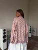 Women soft pink oversized jacquard knit sweater