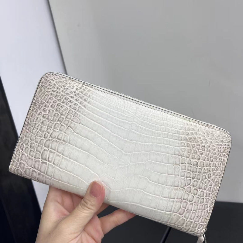 White Genuine Crocodile Leather Long Wallet