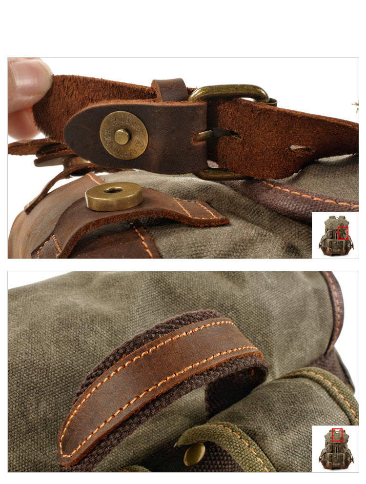 Vintage Canvas Backpack with Leather Trim for Everyday Travel