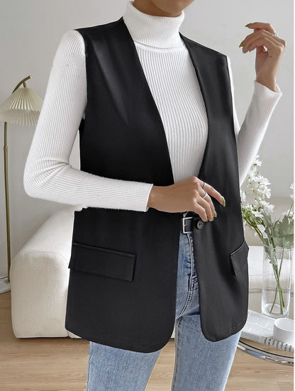 women's oversized v neck vest