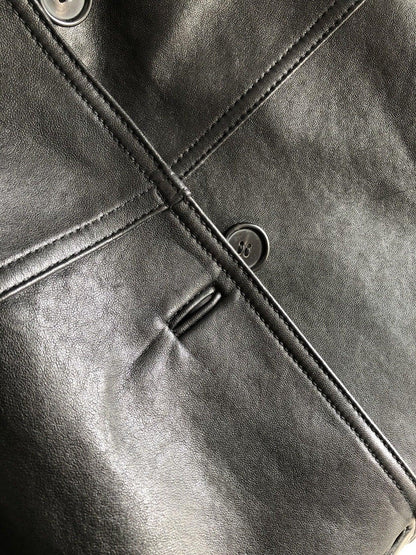 Women Genuine Leather Jacket Oversized Mid-Length Bomber Coat