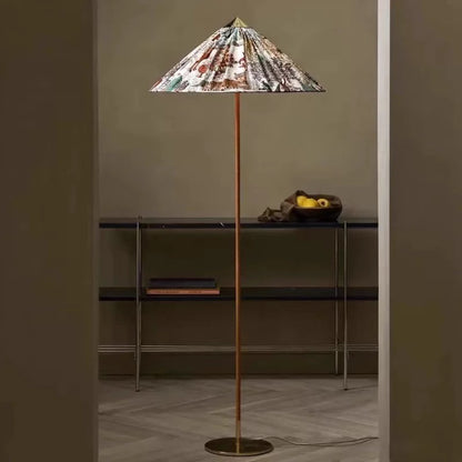 Danish Wabi-Sabi Rattan Floor Lamp Retro Hat Style Standing Light