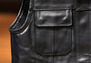 Genuine Leather Men Vest for Bikers Motorcycle Riding Vest