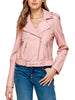 Women PU Cropped Leather Biker Jacket