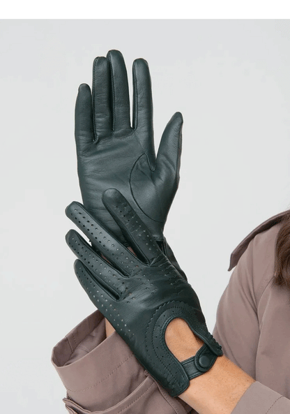 Women’s Leather Gloves in Perforated Lambskin for Driving and Riding