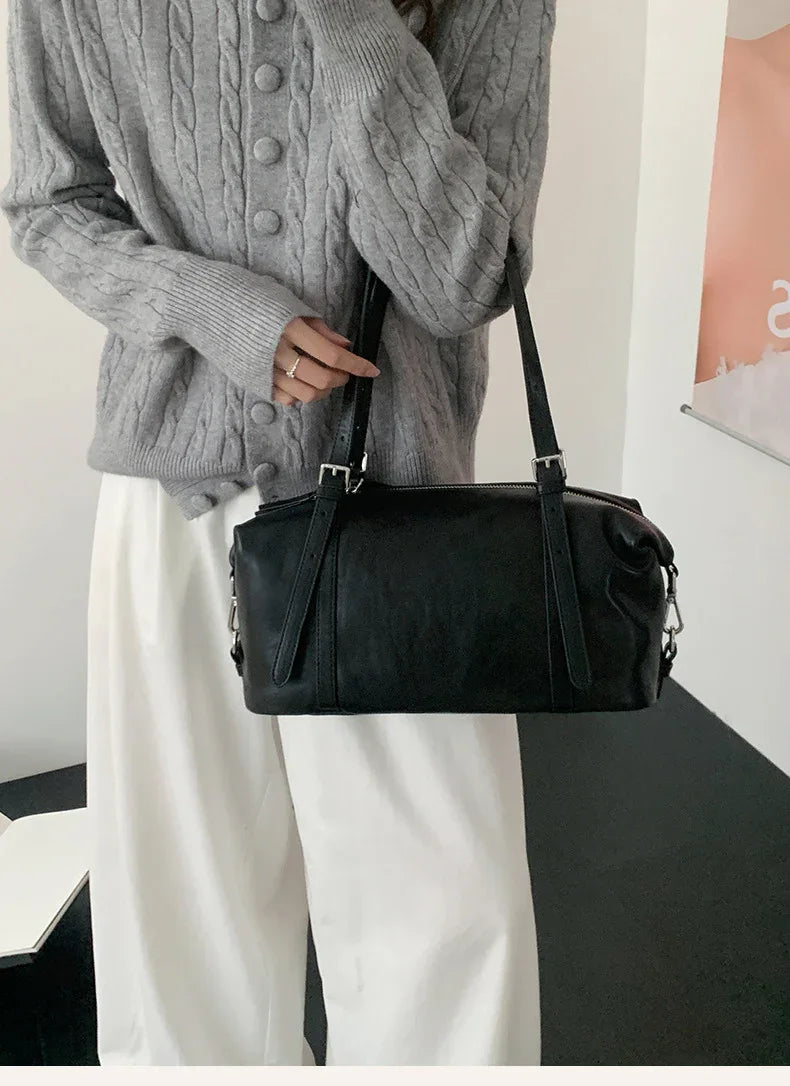 Women Leather Underarm Shoulder Purse With Large Capacity 1