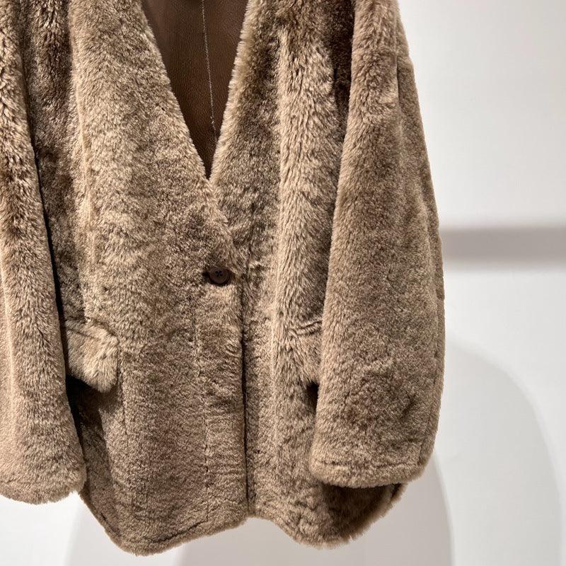 Women’s Brown Sheepskin Lambswool Fur Coat