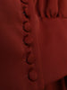 Women’s V-Neck Lantern Sleeve Blouse with Fitted Waist and Button Detail