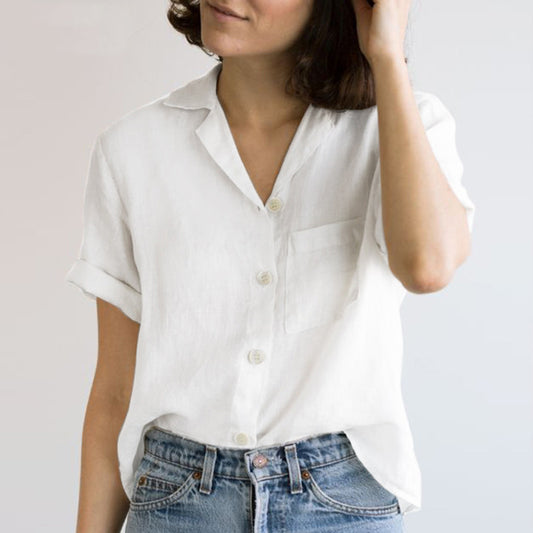 summer short sleeve button down shirts for women