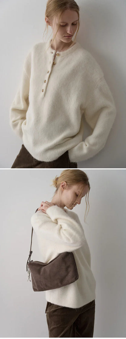 Facade pattern alpaca wool sweater women