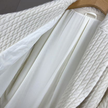 Women Cashmere Wool Double Breasted Knit Blazer