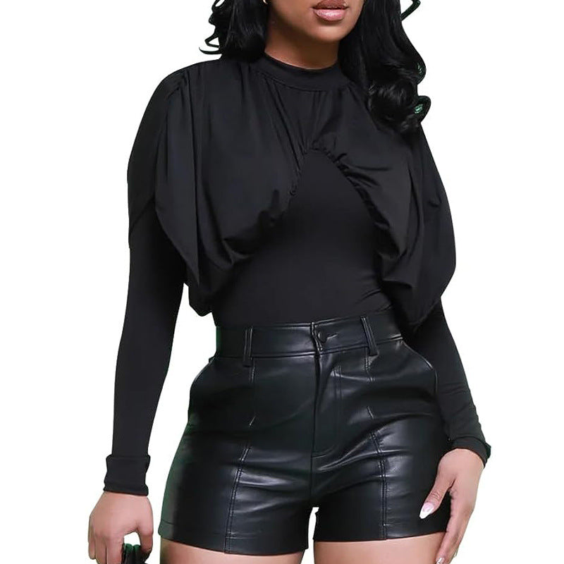 High Waisted Black Faux Leather Shorts for Women Tight Hip