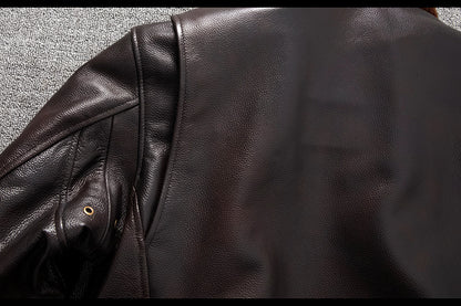 Men’sAviator Leather Flight Jacket with Fur Collar