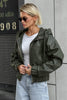 Women’s Faux Leather Jacket PU Leather Coat Zip-Up