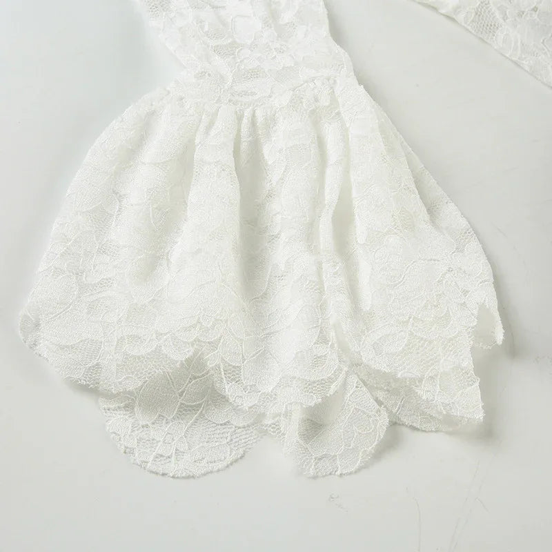 retro lace square-neck long sleeve top