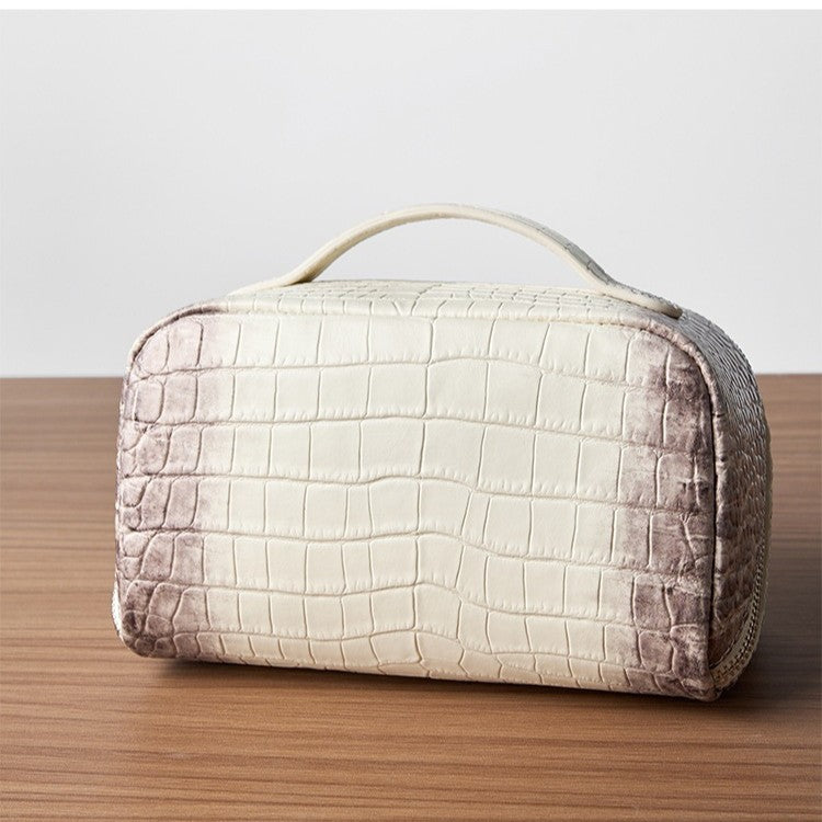 Women’s Genuine Leather Crocodile Pattern Cosmetic Bag