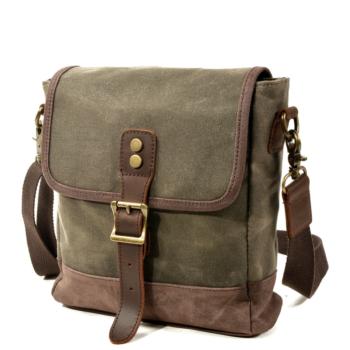 Small Canvas Messenger Bag with Top-Grain Cowhide Leather Trim 2