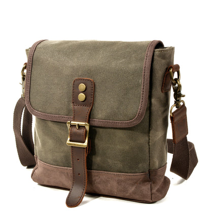 Small Canvas Messenger Bag with Top-Grain Cowhide Leather Trim 2
